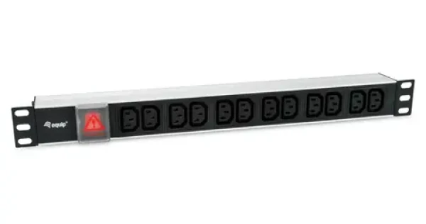Equip 333318 černá / Zásuvkový panel do racku 19" / 12x IEC C13 / 1U / hliník / 1,8 m (333318)