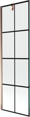 MEXEN/S - Next vanová zástěna FIX 60 x 150, černá dekor, růžové zlato 895-060-000-00-77-60
