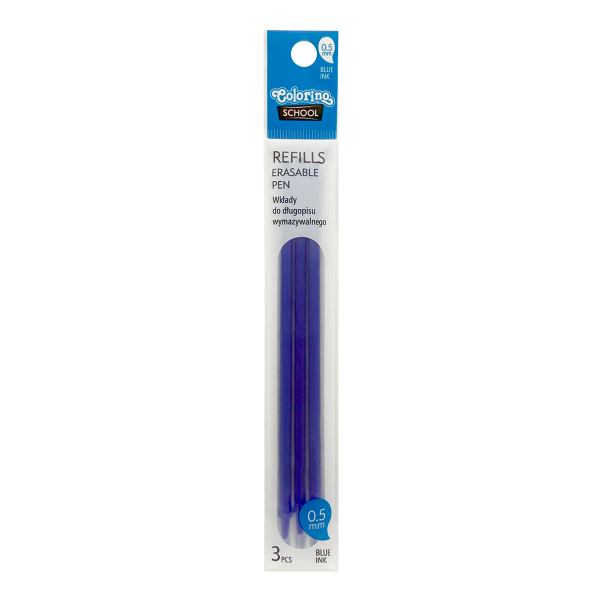 Colorino náplň do gumovatelného pera s víčkem, 24 ks, 0,5 mm, modrá náplň, krabička - 8ks