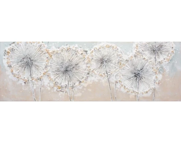 Ručně malovaný obraz Pampelišky chmýří 120x40 cm, olejomalba