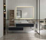 Erga Megan, LED zrcadlo 60x80cm (80x60cm) v černém rámu, 2185 lm, 3 barvy světla, zadní osvětlení, ERG-V01-MEGAN-6080-BK