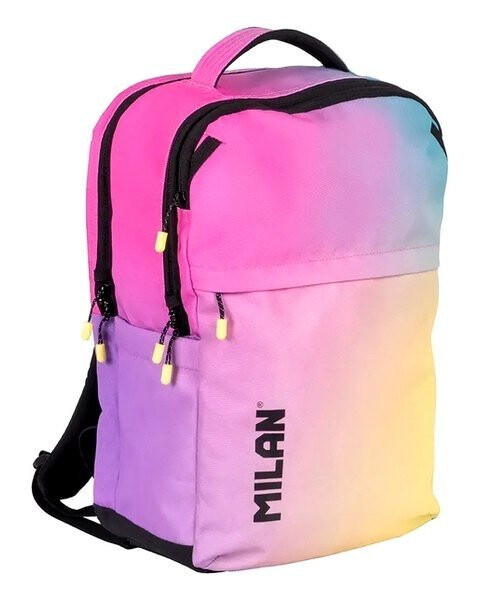 Školní batoh Milan 3 zipů 25l Sunset tyrkysová