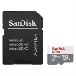 SanDisk Ultra microSDXC 128GB + adaptér / Class 10 / UHS-I U1 / 100MB/s / vhodné pro Full HD (SDSQUNR-128G-GN3MA)