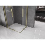 MEXEN/S - Velar Duo čtvercový sprchový kout 90 x 80, transparent, zlatá kartáčovaná 871-090-080-02-55