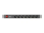Lanberg PDU černá / Zásuvková lišta do racku / 19" / 1U / 7x Schuko / 16 A / 2 m (PDU-07F-0200-BK)