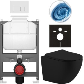 CERANO - Kompletní WC set Basic/Cesso - černá matná - WC tlačítko Modulo/Bílá - ovládání shora - předstěnová instalace - 49x36 CER-8050BD86225