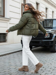 Dámská krátká zimní prošívaná bunda VIBEGIRL zelená FashionStreet TY4946 XL