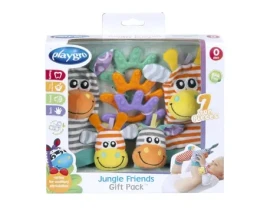 Playgro - Dárkový set chrastící ponožky a náramky Jungle Friends / od 0 let (188405)