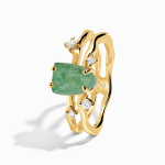 Royal Fashion prsten 18k zlato Vermeil SKA-R002-ROSEGOLD-GREENAPATITE Velikost: 5 (EU: 49-50)