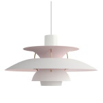 Louis Poulsen Závěsná lampa PH 5 White/Pale rose – výroční edice, růžová barva, bílá barva