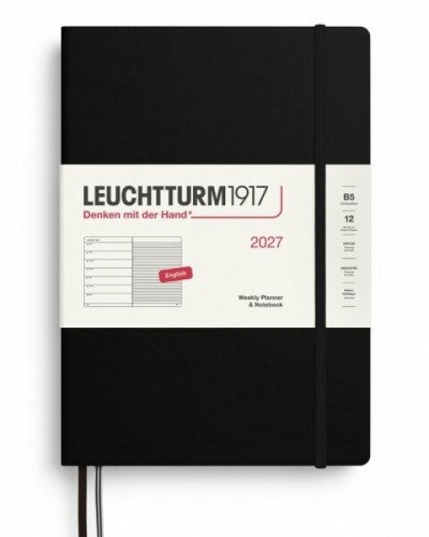 Týdenní plánovač Zápisník Black, Composition B5 2027, anglicky