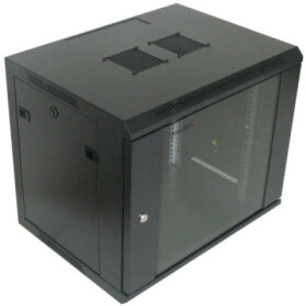 XtendLan 19" nástěnný rozvaděč 9U 600x450, nosnost 60 kg, skleněné kouřové dveře, rozložený, černý EDF_10102674