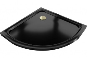 MEXEN/S - Flat sprchová vanička čtvrtkruhová slim 80 x 80, černá + zlatý sifon 41708080G