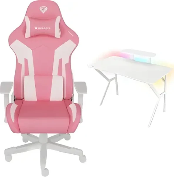 Genesis Nitro 710 + Holm 320 RGB růžovo-bílá / Herní křeslo a stůl / 120×60 cm (M-9120769)