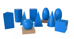 Moyo Montessori Moyo Montessori Geometrická tělesa s podstavci a krabicí