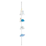 MSV FREESTAND teleskopická rohová police do sprchy bez vrtání bílá / ocel/plast / 245 cm (3700281406054)