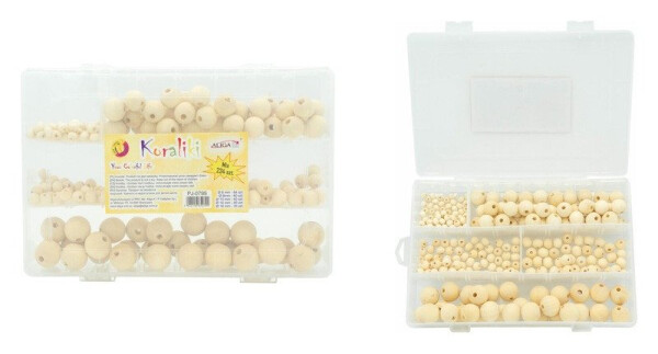 Dřevěné korálky v krabičce 234ks
