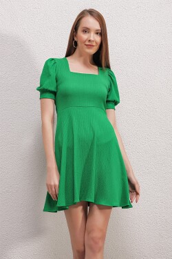 Bigdart 2339 Pletené šaty se čtvercovým výstřihem - Zelená