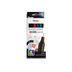 Linery PENTEL akvarelové 0,4 mm, 6ks