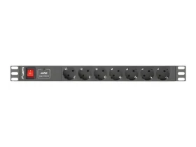 Lanberg PDU černá / Zásuvková lišta do racku / 19" / 1U / 7x Schuko / 16 A / 2 m (PDU-07F-0200-BK)