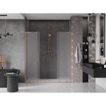 MEXEN/S - Velar L Duo posuvné sprchové dveře 200, dekor, měď kartáčovaná 871-200-003-32-65
