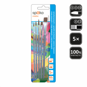 Sada syntetických štětců Spoko, 5 ks - pl. 8,12, kul. 6,8,10