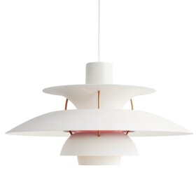 Louis Poulsen Závěsná lampa PH 5 Modern White, růžová barva, bílá barva