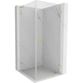 MEXEN/S - Lunar-B L sprchový kout dveře křídlové pravá 80 x 80, transparent, zlato kartáčovaná 832L-080-080-55-00-P