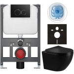 CERANO - Kompletní WC set Basic/Cesso - černá lesklá - WC tlačítko Dualo/Černá - závěsné - nízký modul - předstěnová instalace - 49x36 CER-8050BD86294