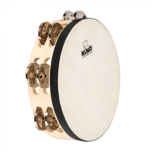 NINO Percussion NINO946 Double Row Headed Wood Tambourine 8” - Natural