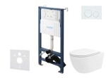 Kielle - Genesis New Set předstěnové instalace, klozetu Oudee, Vortex Rimless+, sedátka softclose a tlačítka Gemini New I, lesklá bílá 30528SS28