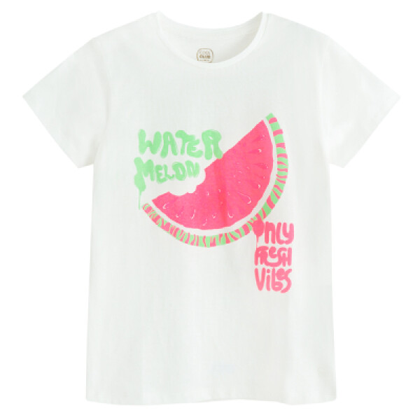 Tričko s krátkým rukávem s potiskem melounu -bílé - 140 WHITE