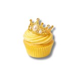 Dortisimo Nejedlá dekorace kovová Koruna zlatá s holografickými kamínky a bílými perlami