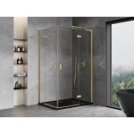 MEXEN/S - Mist-H L Duo sprchový kout dveře křídlové 80 x 105, transparent, zlato kartáčovaná 8A5L-080L-105P-55-00