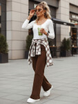 Dámské džíny s vysokým pasem a širokými nohavicemi hnědé Dstreet model 21996087 - FashionStreet M/38
