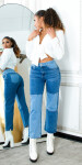 Trendy patchworkový vzhled Boyfriend Jeans denimblue