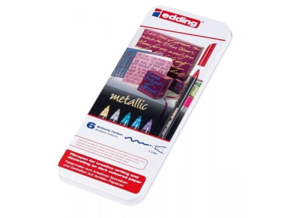 Edding 1200 Fixy - sada 6 ks v kovové krabičce