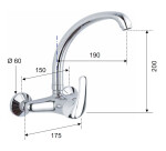 AQUALINE - KASIOPEA nástěnná baterie s vysokým ramínkem, chrom 1107-13