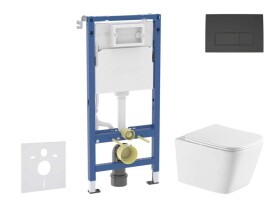 GEBERIT - Duofix Set předstěnové instalace, klozetu Arkas I a sedátka softclose, tlačítko Delta50, matná černá SANI11CA5184