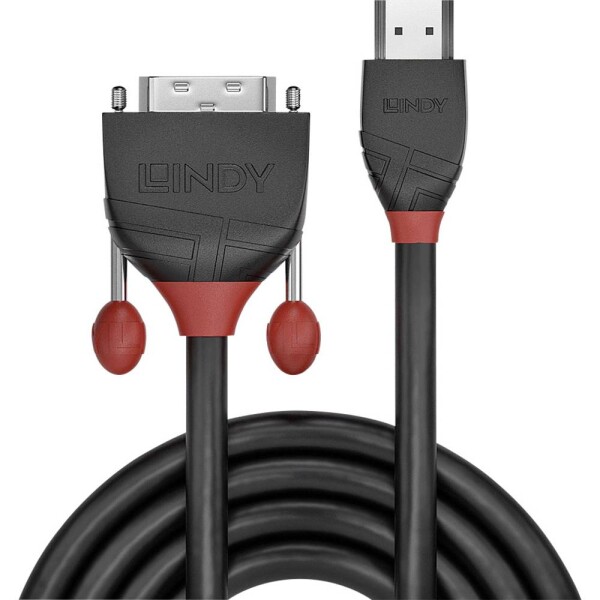 LINDY HDMI / DVI kabelový adaptér Zástrčka HDMI-A, DVI-D 18 + 1 pól Zástrčka 5.00 m černá 36274 HDMI kabel