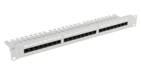 Lanberg šedý / Patch panel / 24 portů / Cat6A / UTP / s policí / 1U / 19" (PPUA-1124-S)
