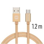 Swissten 71522204 USB 2.0, zástrčka A - zástrčka micro B, opletený, 1,2m, zlatý