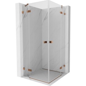 MEXEN/S - Lunar Duo sprchový kout dveře křídlové 95 x 95, transparent, růžové zlato 834-095L-095P-60-00