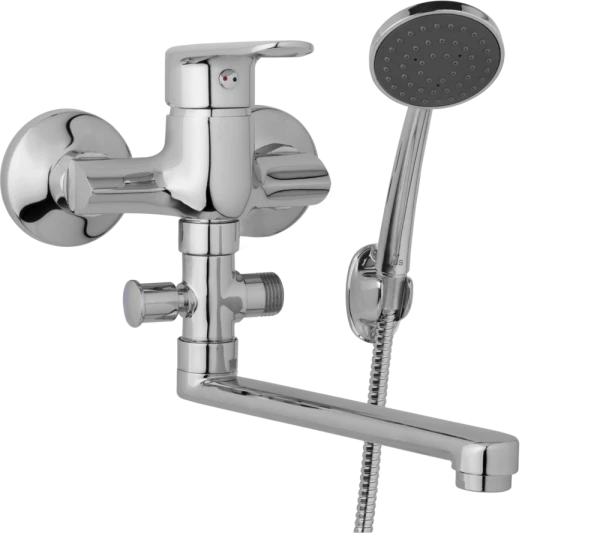 JB Sanitary Nástěnná umyvadlová a sprchová baterie FINERY, rozteč 100 mm, s příslušenstvím, ramínko 200 mm F10 31 01