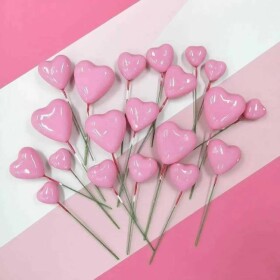 Dortisimo Zápich do dortu Srdíčka růžová různé velikosti (20 ks)