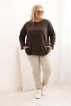 Dámská blůza Plus Size s bavlnou, kapsou a ohrnutým rukávem kiwi UNI