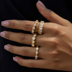 ELENYS Crystal Line – pozlacený prsten 18K žluté zlato Velikost: 6 (EU: 51-53)