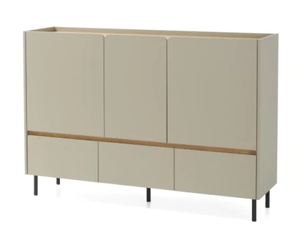 Komoda se zásuvkami Lucky, 150 cm, eukalyptově zelená/baltský dub