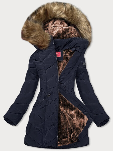 Tmavě modrá dámská zimní bunda s kapucí (m-21308) odstíny modré XXL (44)