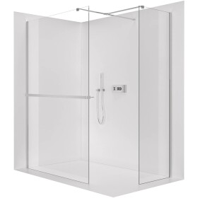 CERANO Sprchová zástěna Walk-in Onyx T L/P - 8 mm - hranatá vzpěra + polička/držák na ručníky - chrom, transparentní sklo - 60x40x200 cm